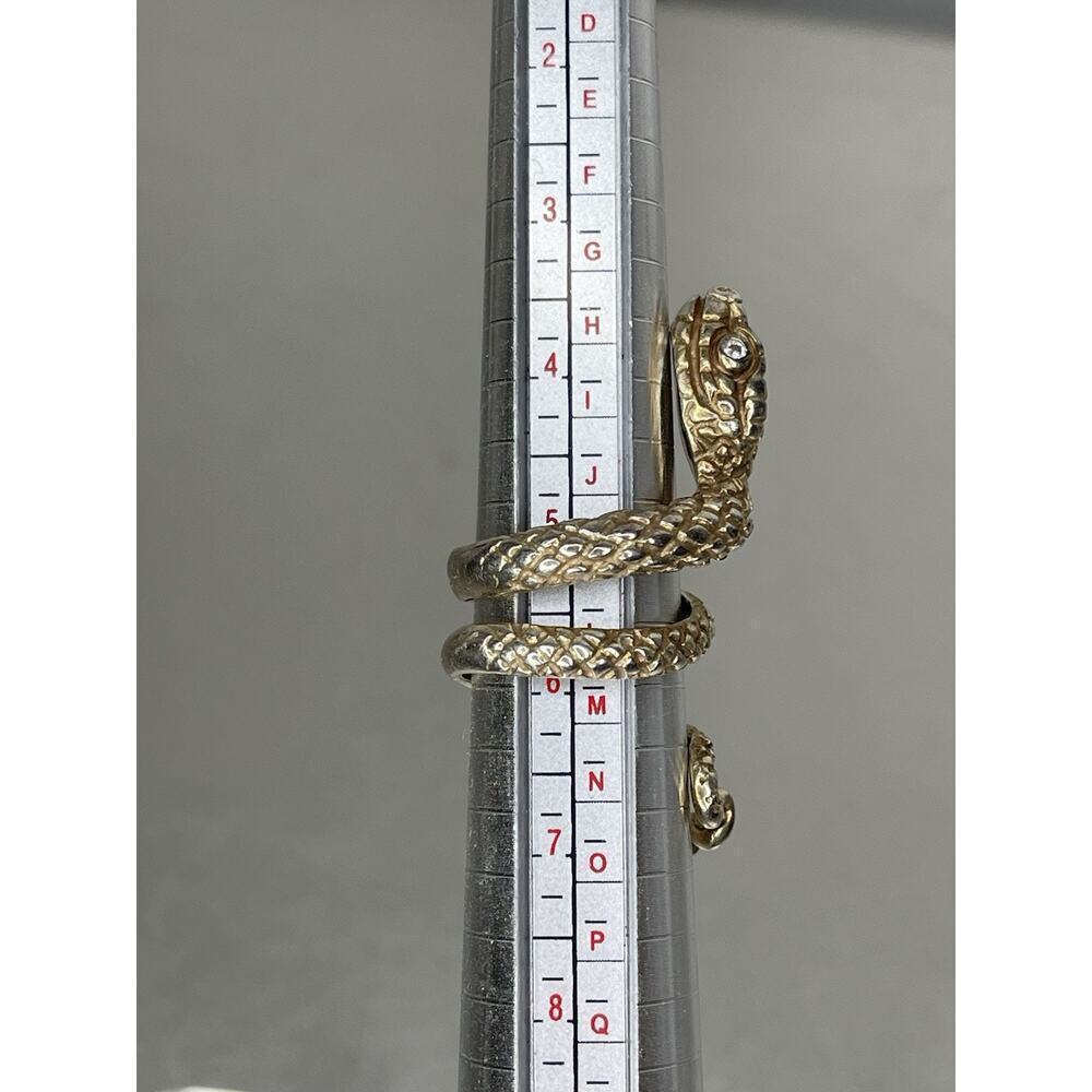 Gothic Head Snake Serpent Ring Gold plate Sterling Silver .925 Cobra Size 5.75 - Picture 2 of 5
